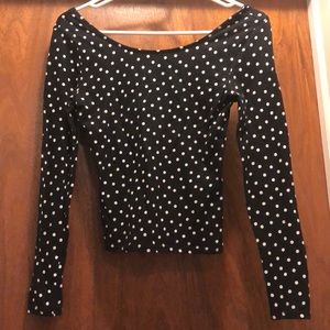 Long sleeve wide neck long sleeve crop top